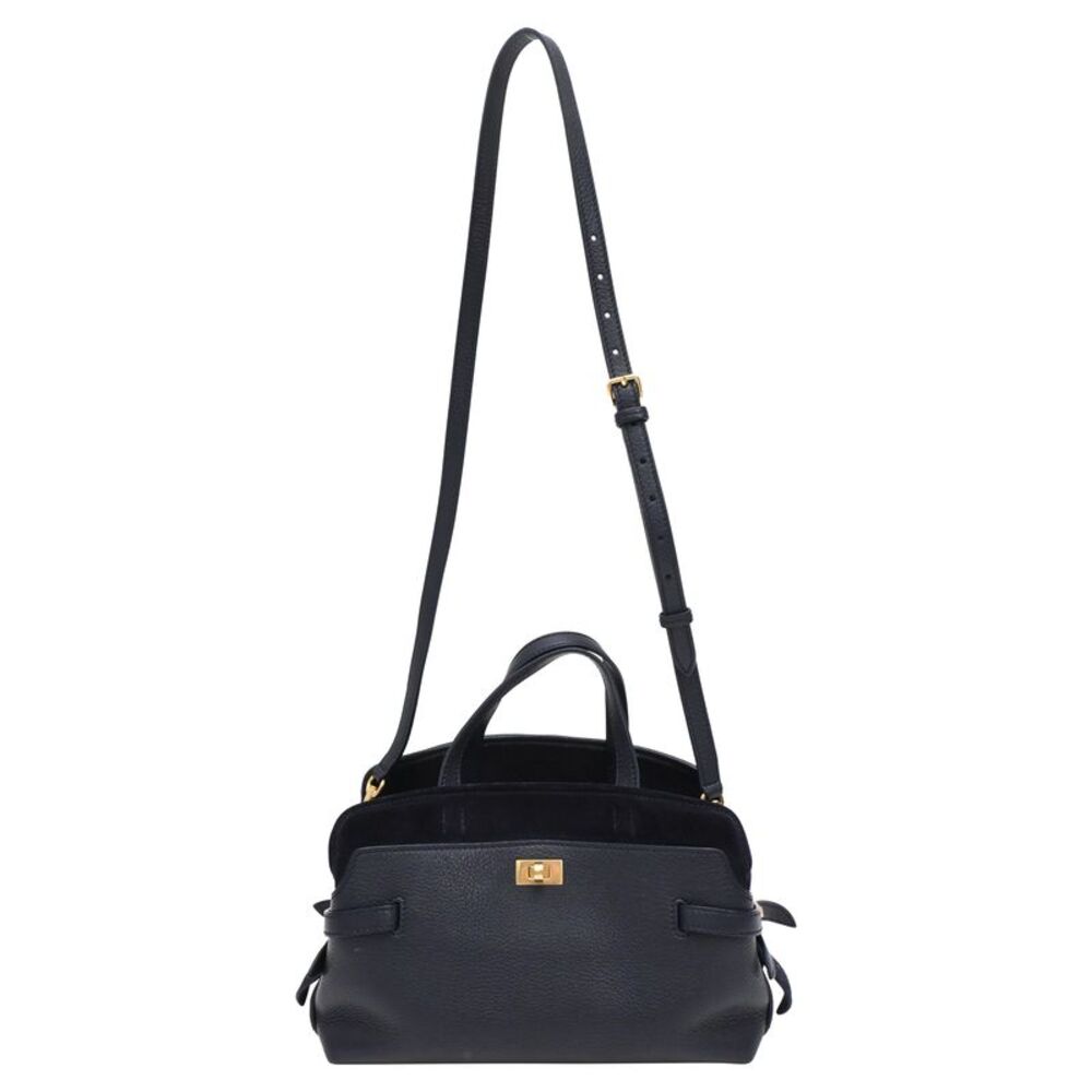 Anya Hindmarch  Small Wilson Shoulder Bag in Navy Blue Leather